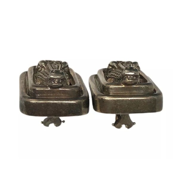 Vin Sterling Silver Alligator Earrings Marks B. Kieselstien Cord 1991 Moon Star - Picture 6 of 6